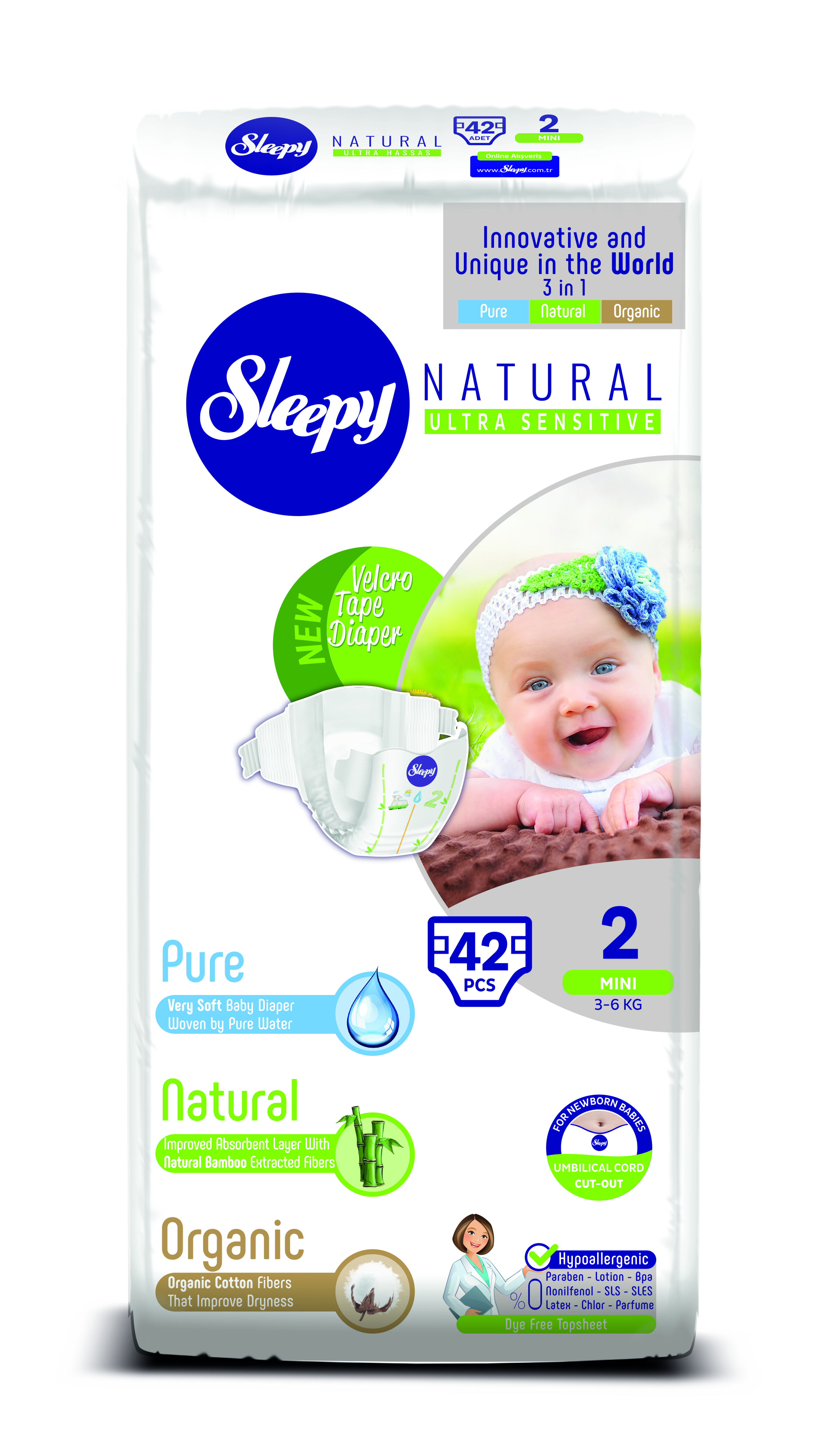 Sleepy Natural Jumbo Pack Mini-42 Детские подгузники, 42 шт Sleepy Natural Jumbo Pack Mini-42 Детские подгузники, 42 шт