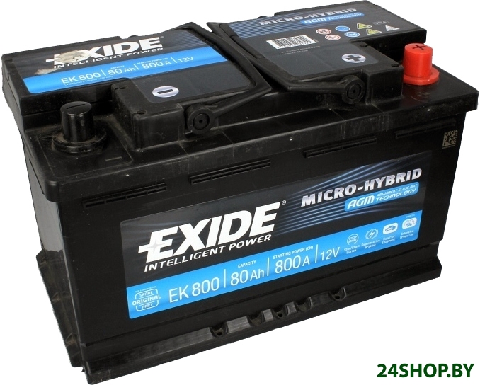 Автомобильный аккумулятор Exide Hybrid AGM EK800 (80 А/ч) Автомобильный аккумулятор Exide Hybrid AGM EK800 (80 А/ч)