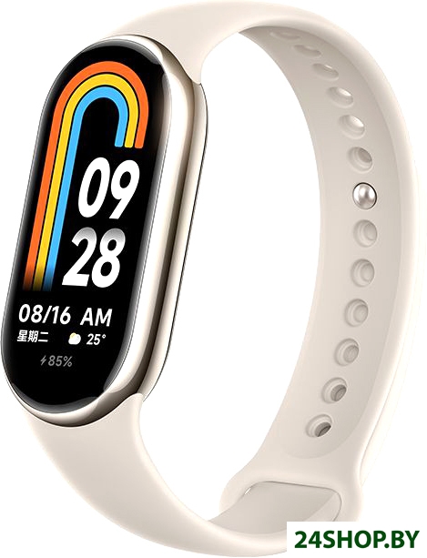 Фитнес-браслет Xiaomi Smart Band 8 (золотистый, с кремовым силиконовым ремешком, международная верси Фитнес-браслет Xiaomi Smart Band 8 (золотистый, с кремовым силиконовым ремешком, международная верси