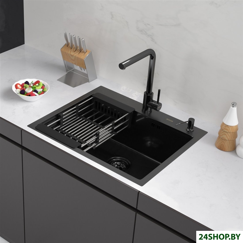 Кухонная мойка ARFEKA ECO AR мойка 600*500, коландер, дозатор BLACK DECOR MILLET GRAINS Кухонная мойка ARFEKA ECO AR мойка 600*500, коландер, дозатор BLACK DECOR MILLET GRAINS