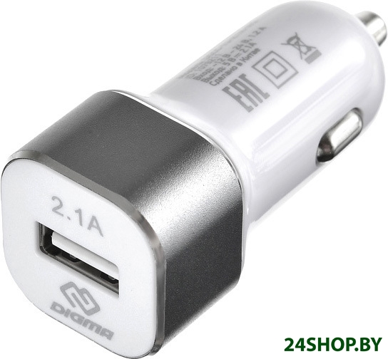 Автомобильное зарядное Digma DGCC-1U-2.1A-WG Автомобильное зарядное Digma DGCC-1U-2.1A-WG