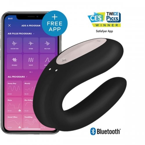 Satisfyer Вибратор для пар Double Joy с управлением через приложение чёрный Satisfyer Вибратор для пар Double Joy с управлением через приложение чёрный