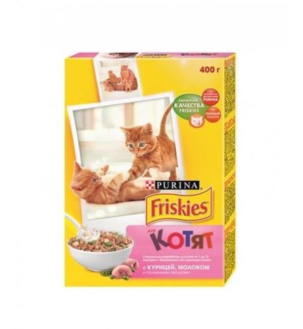 Сухой корм для кошек Friskies с курицей, молоком и овощами для котят (0,4 кг) Сухой корм для кошек Friskies с курицей, молоком и овощами для котят (0,4 кг)