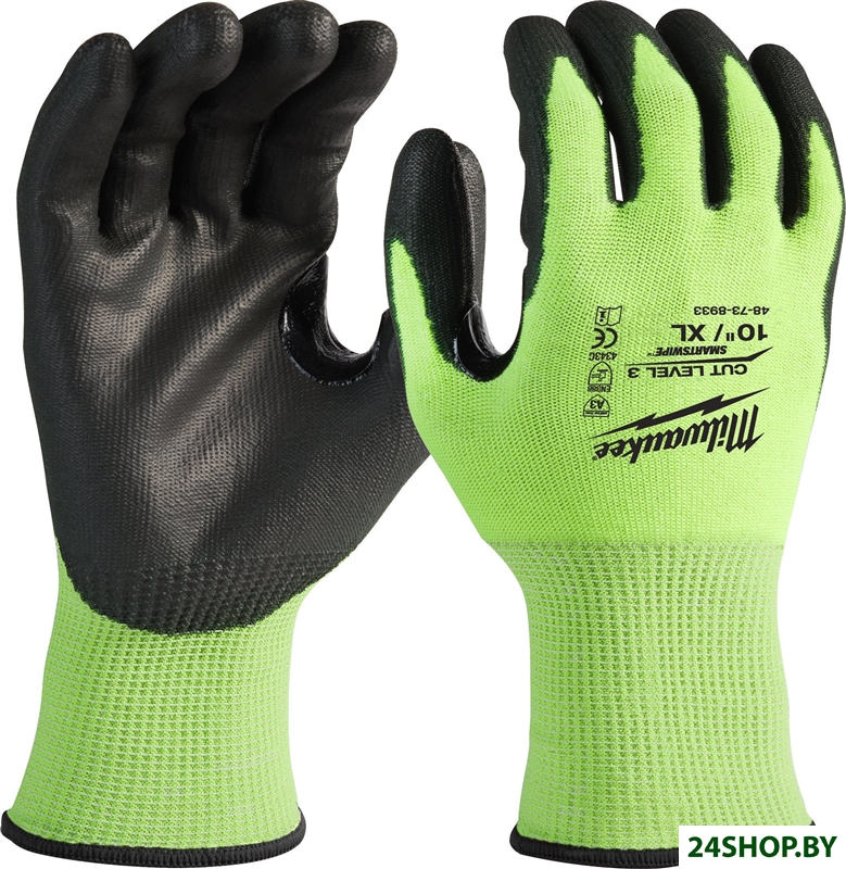 Перчатки хозяйственные Milwaukee Hi-Vis Cut level 3/C 10/XL 4932478133 Перчатки хозяйственные Milwaukee Hi-Vis Cut level 3/C 10/XL 4932478133