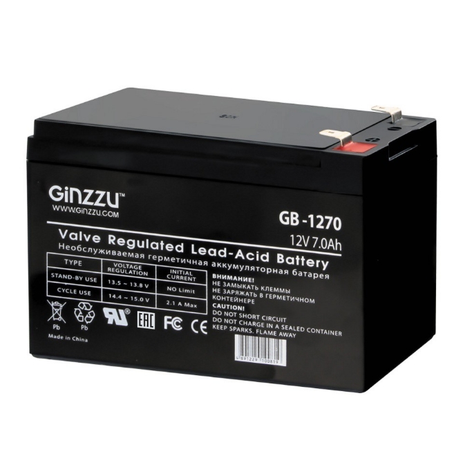 Аккумулятор для ИБП Ginzzu GB-1270 (12В/7 А·ч) Аккумулятор для ИБП Ginzzu GB-1270 (12В/7 А·ч)
