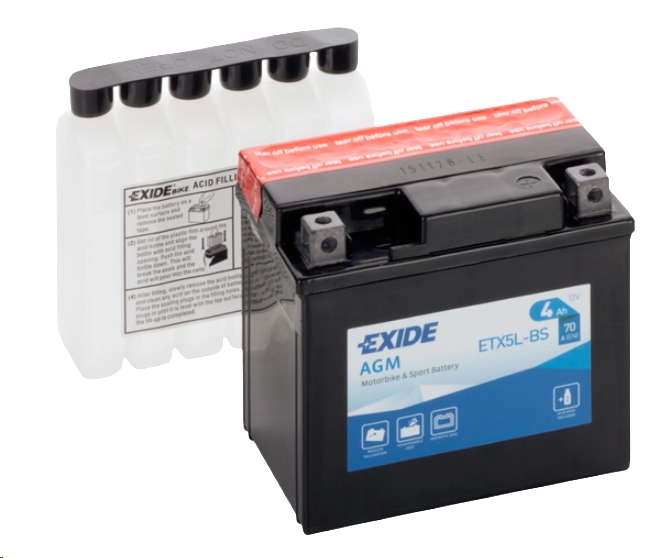 Мотоциклетный аккумулятор Exide ETX5L-BS (4 А·ч) Мотоциклетный аккумулятор Exide ETX5L-BS (4 А·ч)