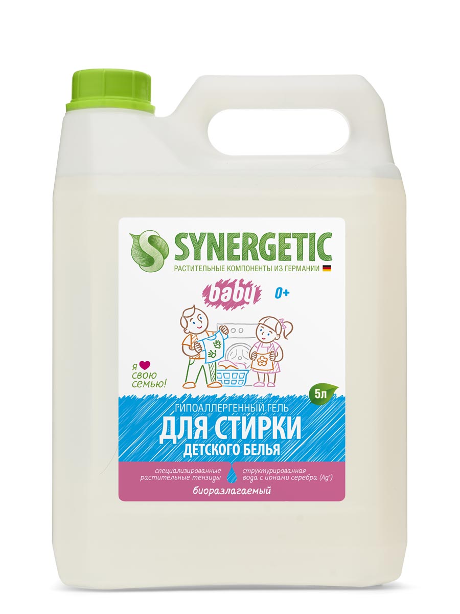 SYNERGETIC Средство моющее биоразлагаемое для стирки детского белья, 5 л SYNERGETIC Средство моющее биоразлагаемое для стирки детского белья, 5 л