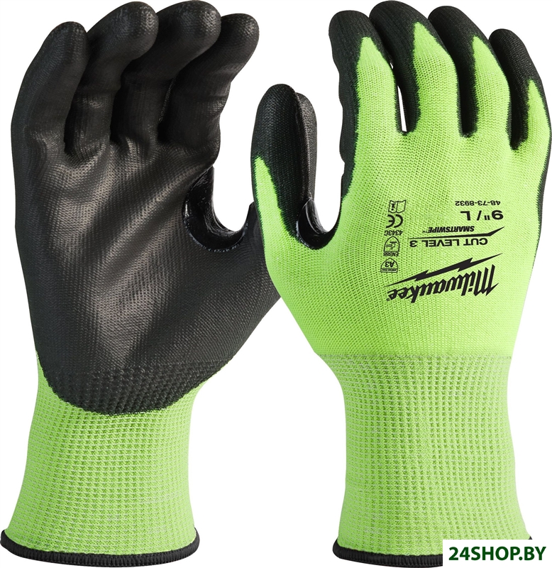 Перчатки хозяйственные Milwaukee Hi-Vis Cut level 3/C 9/L 4932478132 Перчатки хозяйственные Milwaukee Hi-Vis Cut level 3/C 9/L 4932478132