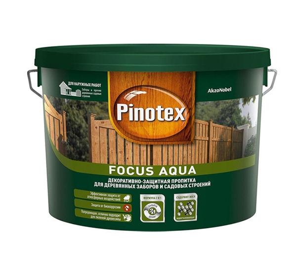 Пропитка Pinotex Focus Aqua 9 л (зеленый лес) Пропитка Pinotex Focus Aqua 9 л (зеленый лес)