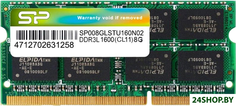 Оперативная память Silicon-Power 8GB DDR3 SO-DIMM PC3-12800 SP008GLSTU160N02 Оперативная память Silicon-Power 8GB DDR3 SO-DIMM PC3-12800 SP008GLSTU160N02
