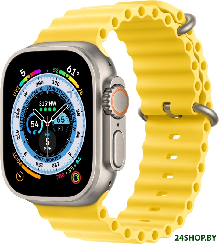 Профессиональные умные часы Apple Watch Ultra LTE 49 мм (титановый корпус, титановый/желтый, ремешок Профессиональные умные часы Apple Watch Ultra LTE 49 мм (титановый корпус, титановый/желтый, ремешок