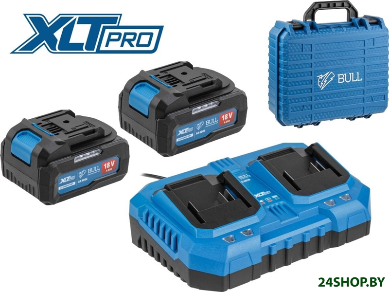 Аккумулятор с зарядным устройством Bull XLTpro 2329062 (18В/2x4 Ah + 18В) Аккумулятор с зарядным устройством Bull XLTpro 2329062 (18В/2x4 Ah + 18В)