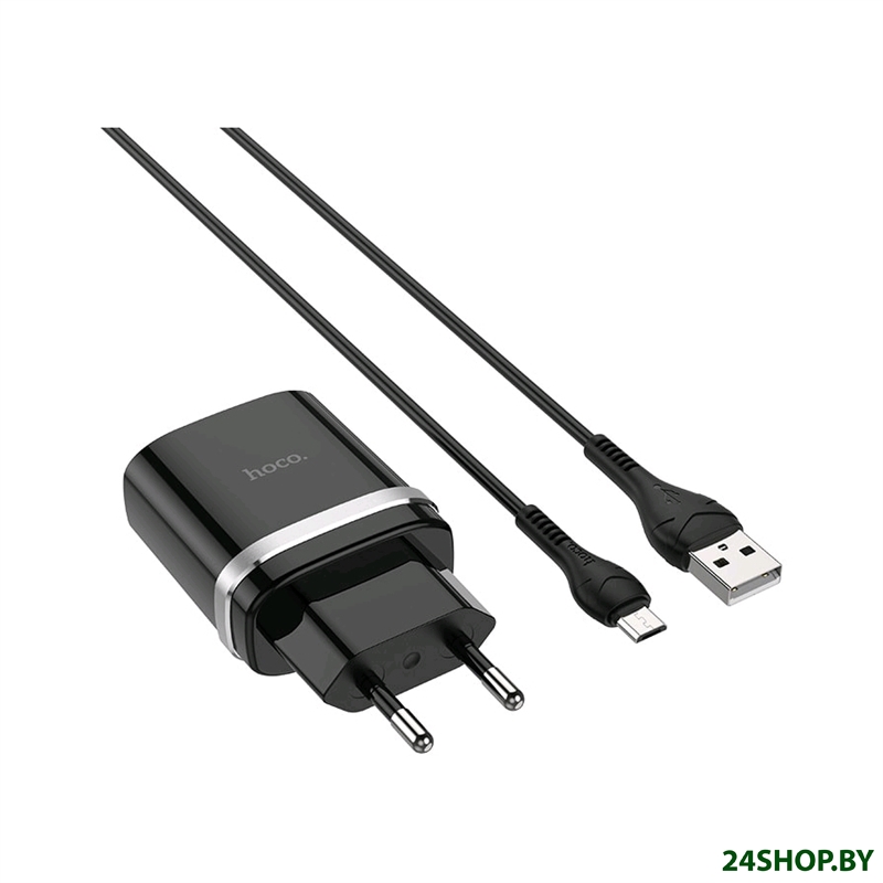 Сетевое зарядное Hoco C12Q microUSB (черный) Сетевое зарядное Hoco C12Q microUSB (черный)
