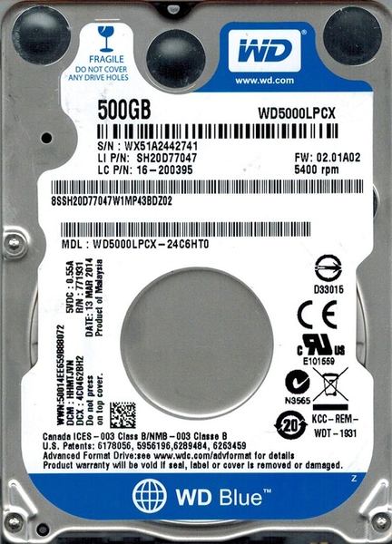 Жесткий диск Western Digital 500GB (WD5000LPCX-24C6HT0) Жесткий диск Western Digital 500GB (WD5000LPCX-24C6HT0)