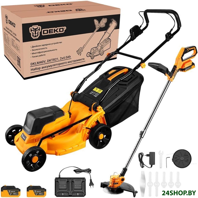 Deko DKLM40V и DKTR21 081-2035 (газонокосилка, триммер, 2 АКБ) Deko DKLM40V и DKTR21 081-2035 (газонокосилка, триммер, 2 АКБ)
