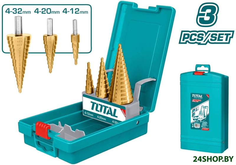 Набор сверл Total TACSD2031 4-12/4-20/4-32 мм (3 шт) Набор сверл Total TACSD2031 4-12/4-20/4-32 мм (3 шт)