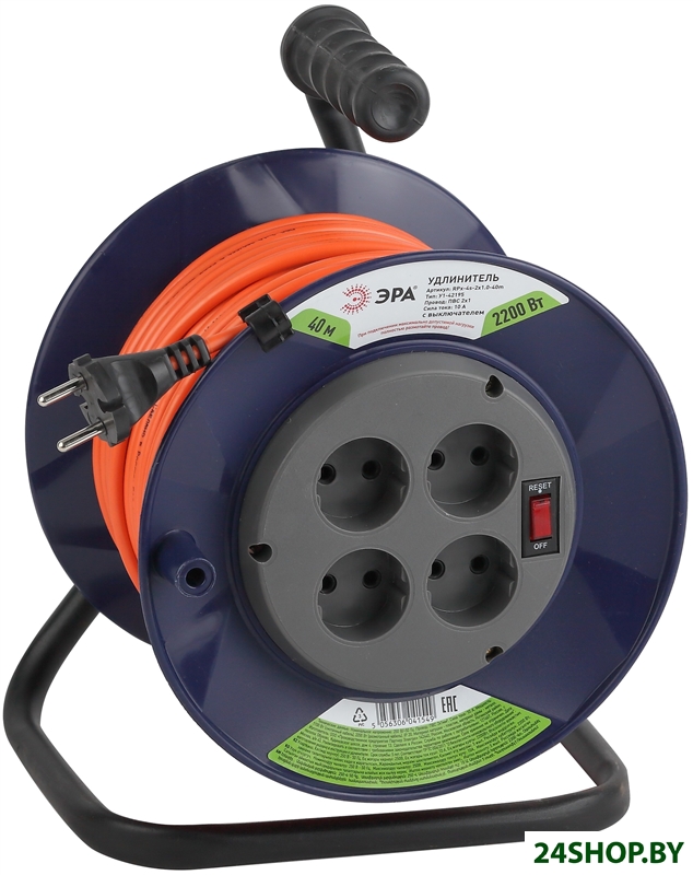 Удлинитель на катушке ЭРА RPx-4s-2x1.0-40m Б0043051 Удлинитель на катушке ЭРА RPx-4s-2x1.0-40m Б0043051