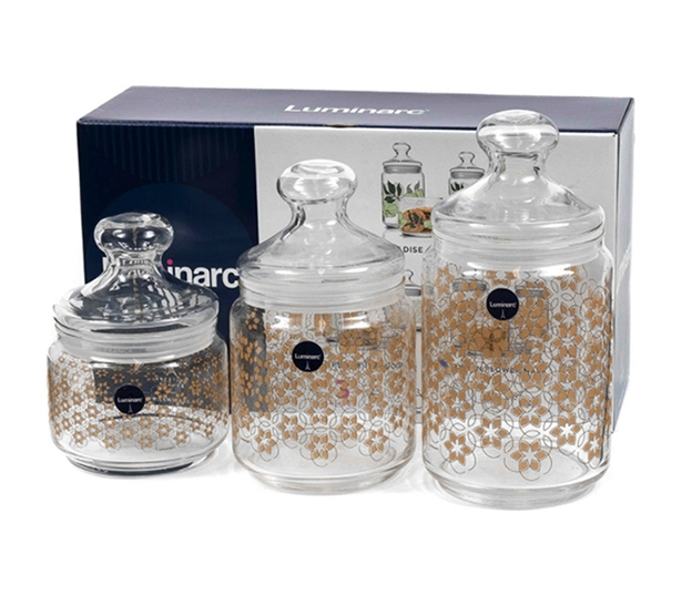 Набор емкостей Luminarc Golden Flower Q0572 Набор емкостей Luminarc Golden Flower Q0572