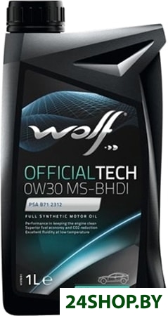 Моторное масло Wolf OfficialTech 0W-30 MS-BHDI 1л Моторное масло Wolf OfficialTech 0W-30 MS-BHDI 1л