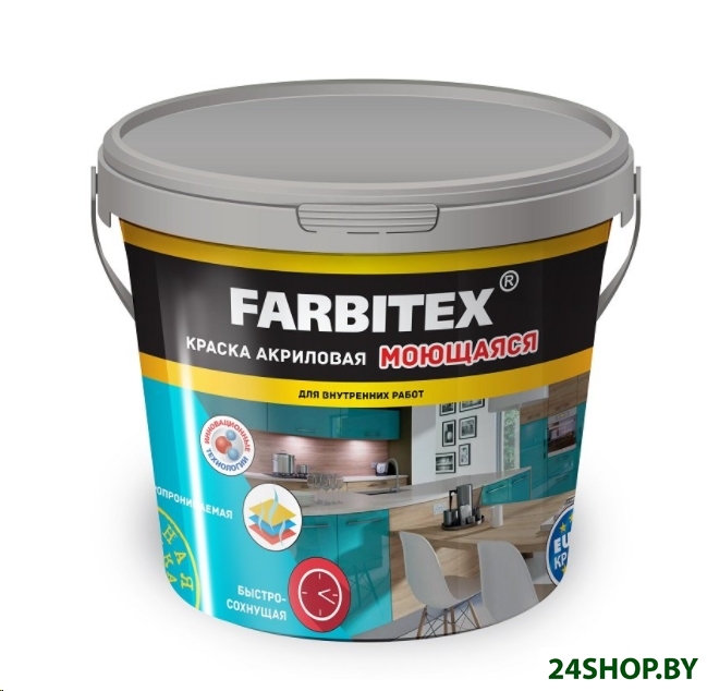 Краска Farbitex Акриловая моющаяся 25 кг (белый) Краска Farbitex Акриловая моющаяся 25 кг (белый)