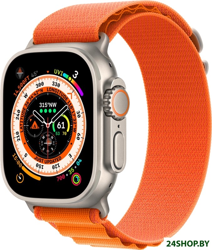 Профессиональные умные часы Apple Watch Ultra LTE 49 мм (титановый корпус, титановый/оранжевый, текс Профессиональные умные часы Apple Watch Ultra LTE 49 мм (титановый корпус, титановый/оранжевый, текс