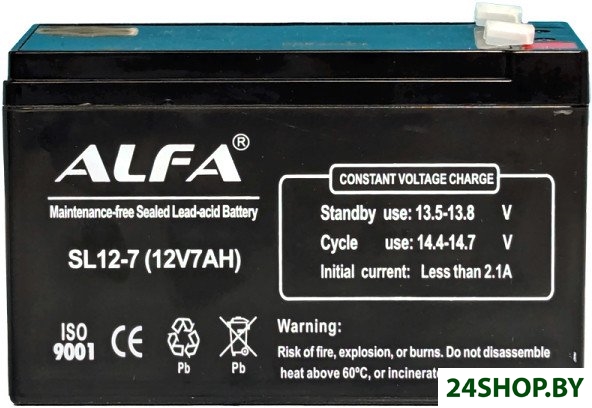 Аккумулятор для ИБП ALFA SL12-7 (12V-7Ah) Аккумулятор для ИБП ALFA SL12-7 (12V-7Ah)