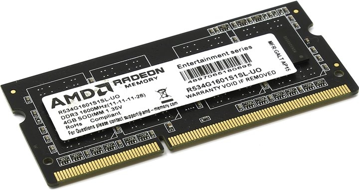 Оперативная память AMD 4Gb DDR-III PC3-12800 (R534G1601S1SL-UO) Оперативная память AMD 4Gb DDR-III PC3-12800 (R534G1601S1SL-UO)