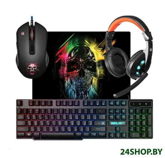 Клавиатура + мышь с ковриком + наушники Defender Singularity MKP-118 Клавиатура + мышь с ковриком + наушники Defender Singularity MKP-118