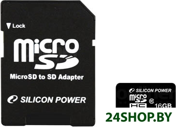 Карта памяти Silicon Power microSDHC (Class 10) 16 Гб + адаптер (SP016GBSTH010V10-SP) Карта памяти Silicon Power microSDHC (Class 10) 16 Гб + адаптер (SP016GBSTH010V10-SP)