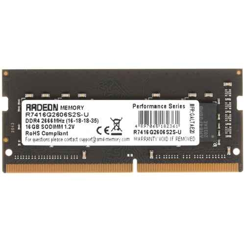 Оперативная память AMD Radeon R7 16GB DDR4 SODIMM PC4-21300 R7416G2606S2S-U Оперативная память AMD Radeon R7 16GB DDR4 SODIMM PC4-21300 R7416G2606S2S-U