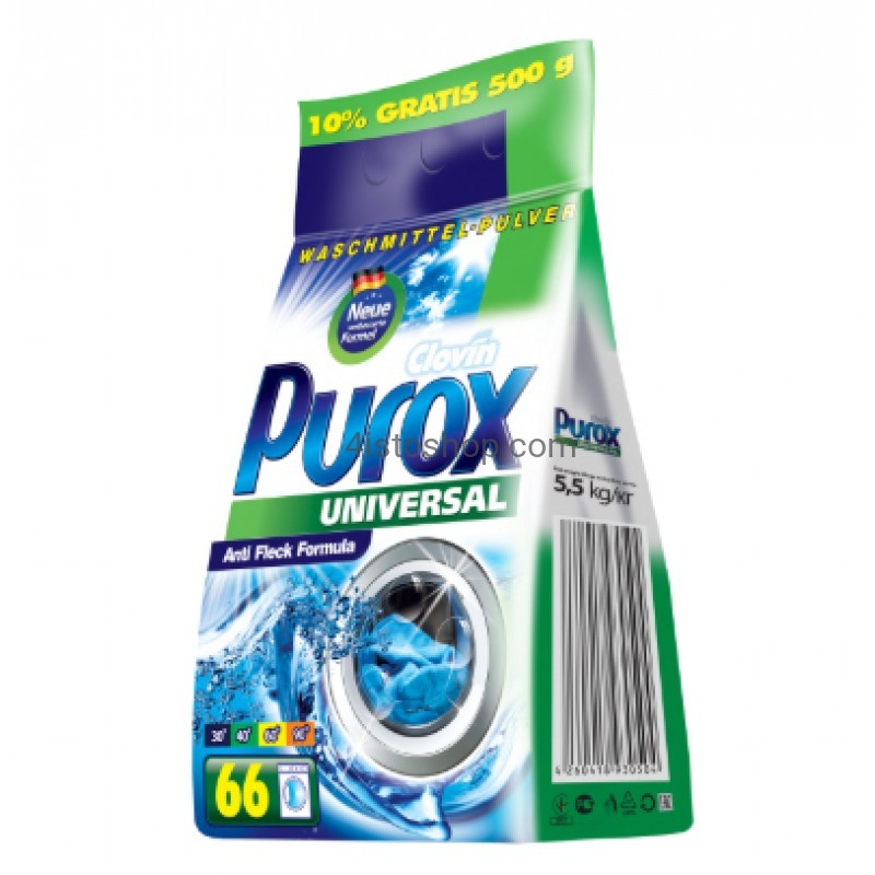 Purox Universal Универсальный стиральный порошок, 5,5 кг (66 стирок) Purox Universal Универсальный стиральный порошок, 5,5 кг (66 стирок)