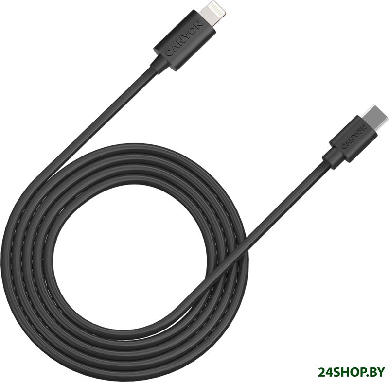 Кабель Canyon CNE-CFI12B USB Type-C - Lightning (2 м, черный) Кабель Canyon CNE-CFI12B USB Type-C - Lightning (2 м, черный)