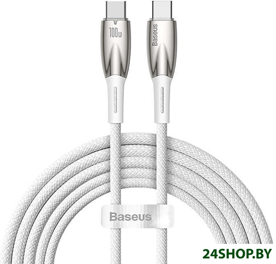 Кабель Baseus Glimmer Series Fast Charging Data Cable USB Type-C - Type-C 100W CADH000802 (2 м, белы Кабель Baseus Glimmer Series Fast Charging Data Cable USB Type-C - Type-C 100W CADH000802 (2 м, белы