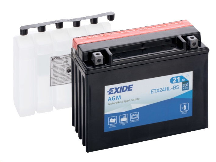 Мотоциклетный аккумулятор Exide ETX24HL-BS (21 А·ч) Мотоциклетный аккумулятор Exide ETX24HL-BS (21 А·ч)