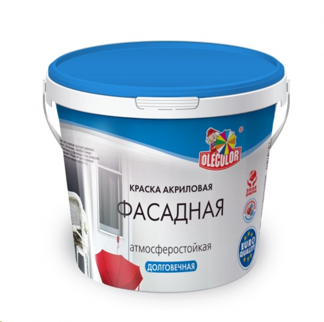 Краска Olecolor Водно-диспрессионная фасадная 14 кг (супербелый) (О1872000) Краска Olecolor Водно-диспрессионная фасадная 14 кг (супербелый) (О1872000)