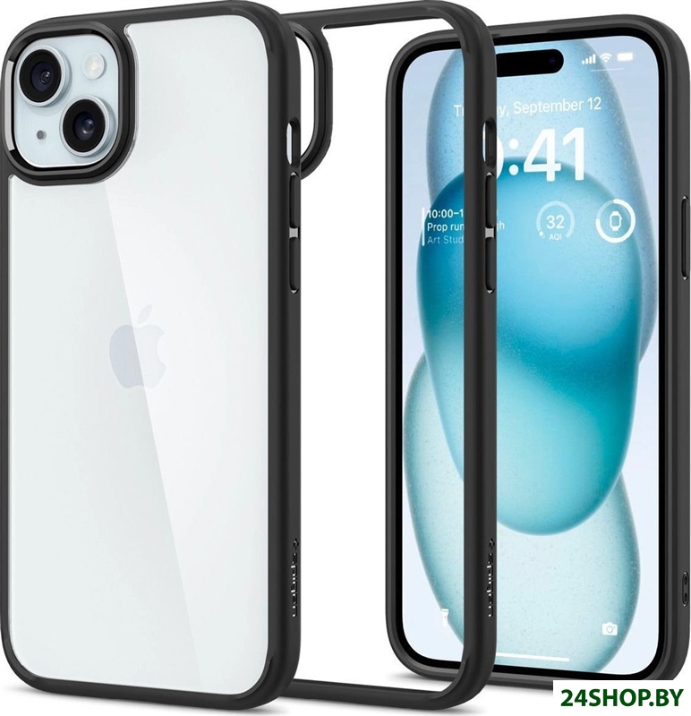 Чехол для телефона Spigen Ultra Hybrid для iPhone 15 ACS06799 (черный) Чехол для телефона Spigen Ultra Hybrid для iPhone 15 ACS06799 (черный)
