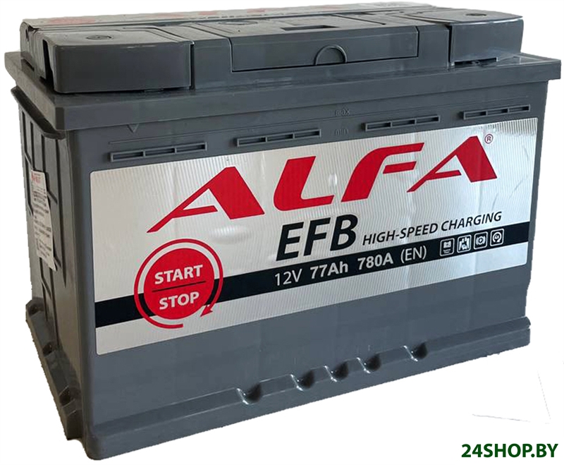 Автомобильный аккумулятор ALFA EFB 77 R+ (77 А·ч) Автомобильный аккумулятор ALFA EFB 77 R+ (77 А·ч)