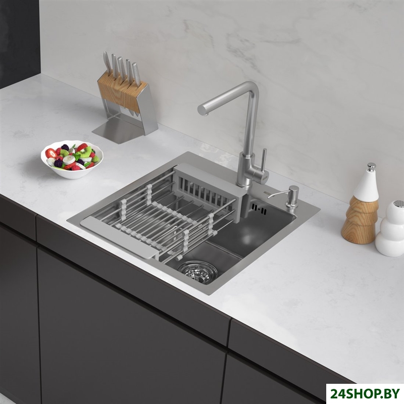 Кухонная мойка ARFEKA Eco AR мойка 450*500, коландер, дозатор Satin Кухонная мойка ARFEKA Eco AR мойка 450*500, коландер, дозатор Satin