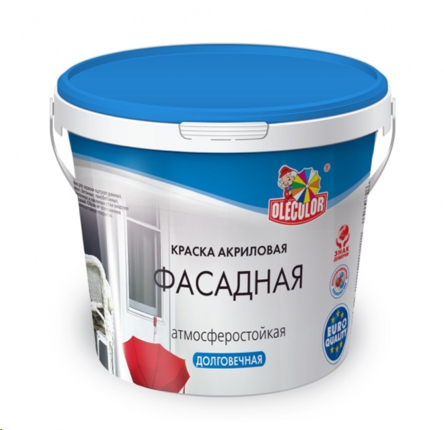 Краска Olecolor Водно-диспрессионная фасадная 7 кг (супербелый) (О1869000) Краска Olecolor Водно-диспрессионная фасадная 7 кг (супербелый) (О1869000)