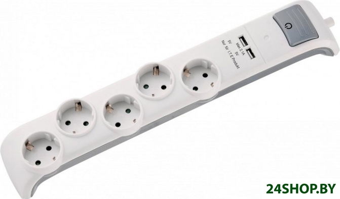 Удлинитель Electraline 62506 (2 м, белый) Удлинитель Electraline 62506 (2 м, белый)