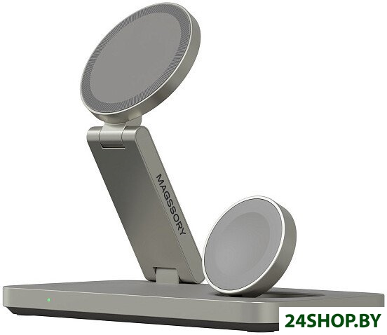 Беспроводное зарядное Magssory Yoga 3 в 1 Charging Station для Samsung Qi2 WCH017t (титан) Беспроводное зарядное Magssory Yoga 3 в 1 Charging Station для Samsung Qi2 WCH017t (титан)