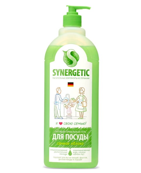 Средство для мытья посуды с ароматом яблока SYNERGETIC 1л Средство для мытья посуды с ароматом яблока SYNERGETIC 1л
