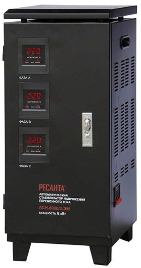 Стабилизатор РЕСАНТА АСН-6000/3-ЭМ Стабилизатор РЕСАНТА АСН-6000/3-ЭМ