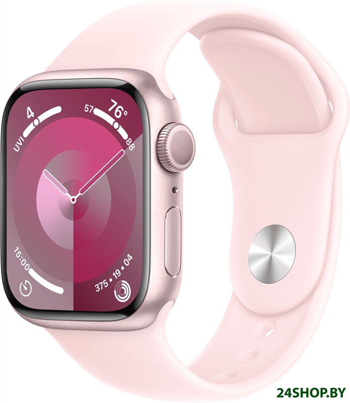 Умные часы Apple Watch Series 9 41 мм (алюминиевый корпус, розовый/розовый, спортивный силиконовый р Умные часы Apple Watch Series 9 41 мм (алюминиевый корпус, розовый/розовый, спортивный силиконовый р