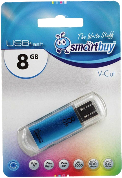 Флеш-память SmartBuy V-Cut 8 Gb Blue Флеш-память SmartBuy V-Cut 8 Gb Blue