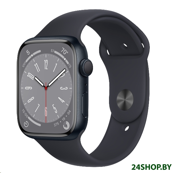 Умные часы Apple Watch Series 8 45 мм (алюминиевый корпус, полуночный/полуночный, спортивный силикон Умные часы Apple Watch Series 8 45 мм (алюминиевый корпус, полуночный/полуночный, спортивный силикон