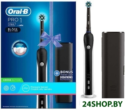 Электрическая зубная щетка Oral-B Pro 1 750 Cross Action D16.513.1UX Black Edition Электрическая зубная щетка Oral-B Pro 1 750 Cross Action D16.513.1UX Black Edition