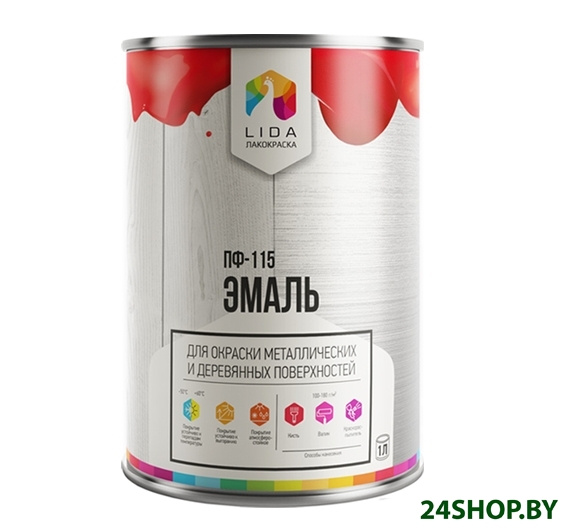 Эмаль LIDA ПФ-115 1 л (черный) Эмаль LIDA ПФ-115 1 л (черный)