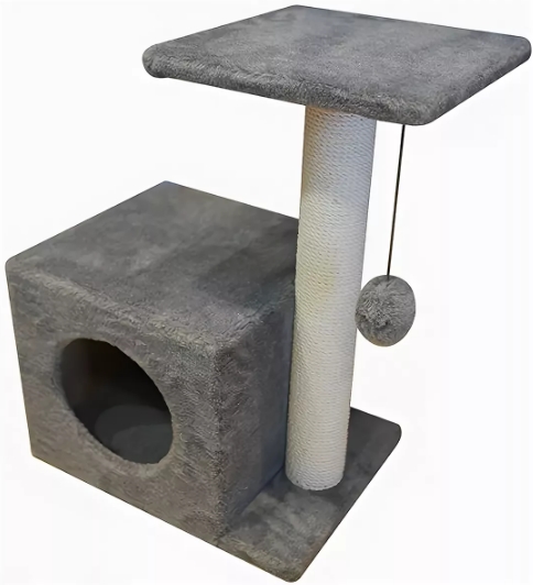 Комплекс для кошек Cat House С боковой полкой 0.58 (сизаль серый) Комплекс для кошек Cat House С боковой полкой 0.58 (сизаль серый)