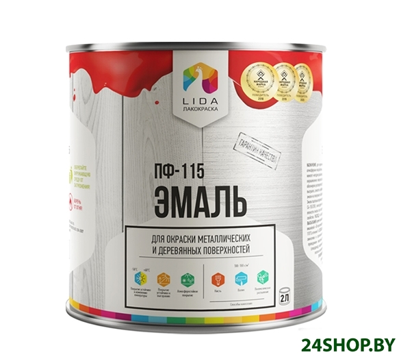Эмаль LIDA ПФ-115 2 л (темно-серый) Эмаль LIDA ПФ-115 2 л (темно-серый)